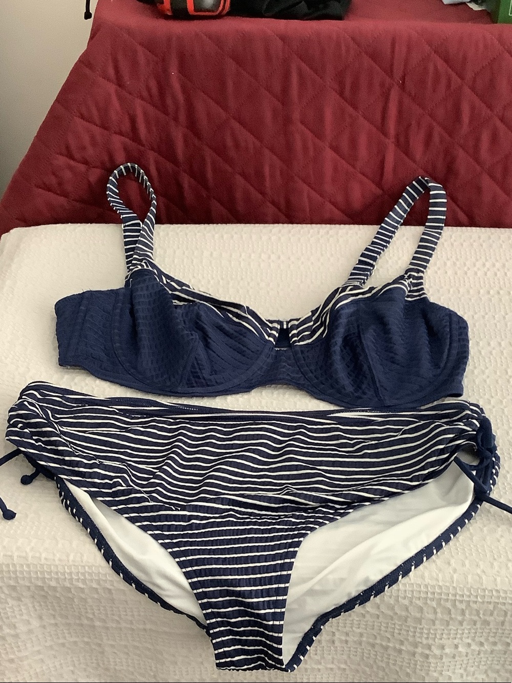 Triumph Navy & White Striped Underwire Bikini Set